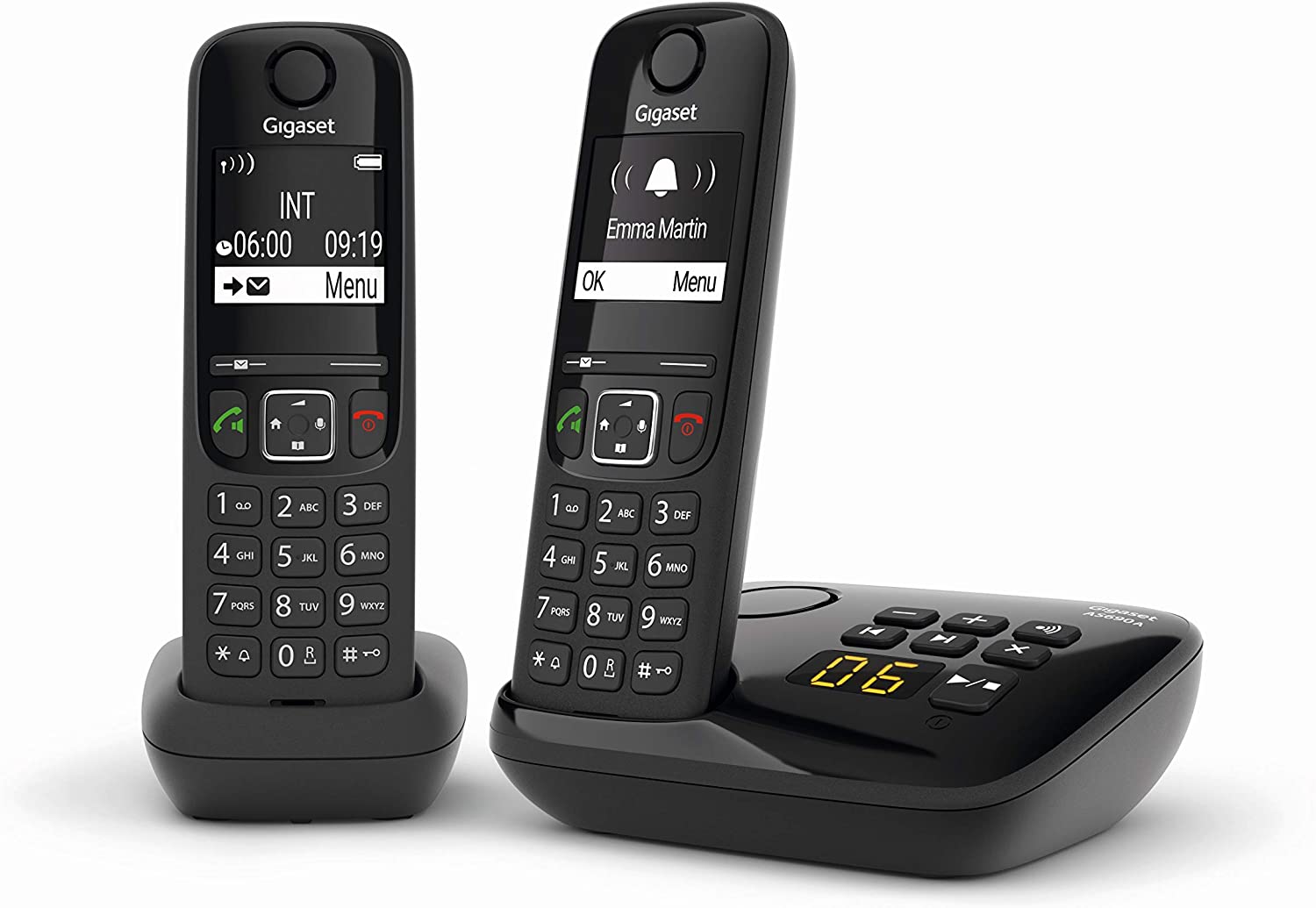 Gigaset AS690A Duo Cordless Telephone, High Quality Handsfree, Illuminated Keypad and Large Display, List of Made, Received and Missed Calls
