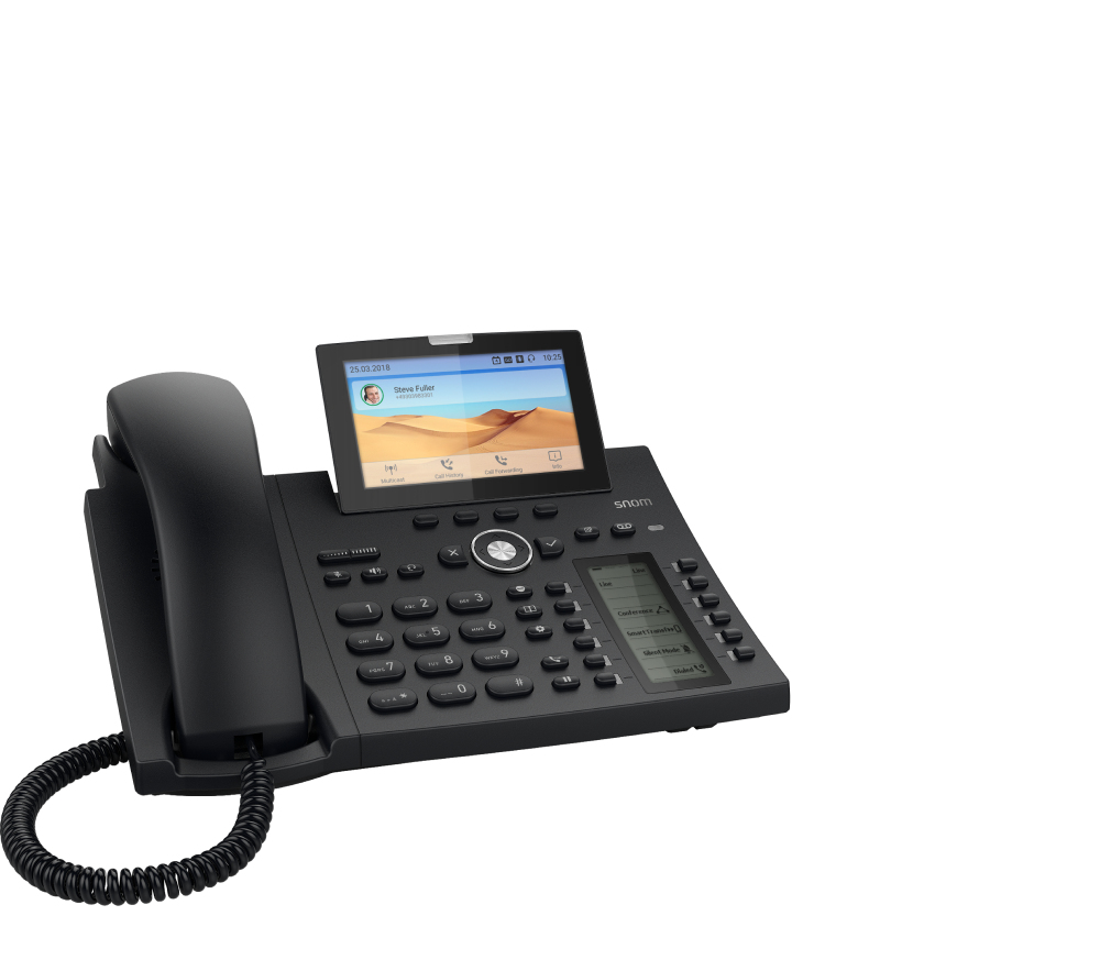 Snom D385N IP Telefon, SIP Tischtelefon, 4,3" TFT-Farbdisplay 480 x 272 Pixel, 12 SIP-Identitäten, Sensorhakenschalter,USB, 48 selbstbeschriftende Schlüssel (12 physische), Schwarz, 00004600