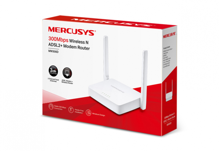 Mercusys MW300D Wireless Router Ethernet Single-Band (2.4 GHz) 4G White V1