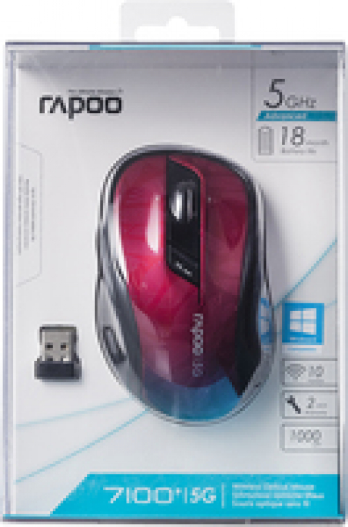 rapoo 7100P Optische 1.000 DPI 5GHz Wireless Ergonomische 6-Tasten Maus rot