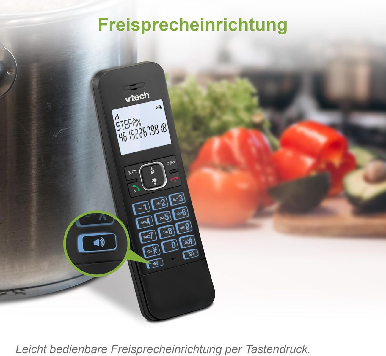 VTech LS1000 DECT Schnurlostelefon Telefon Schnurlos mit innovativer Ladestation, Anrufererkennung/Anklopffunktion, Freisprechfunktion, Display und Tastatur mit Hintergrundbeleuchtetes, ECO-Modus LS1000 1-telefon schnurlos