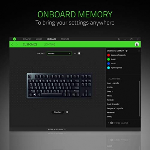 Razer Huntsman TE Gaming Keyboard Optical Red Switches TKL RGB USA Layout QWERTY
