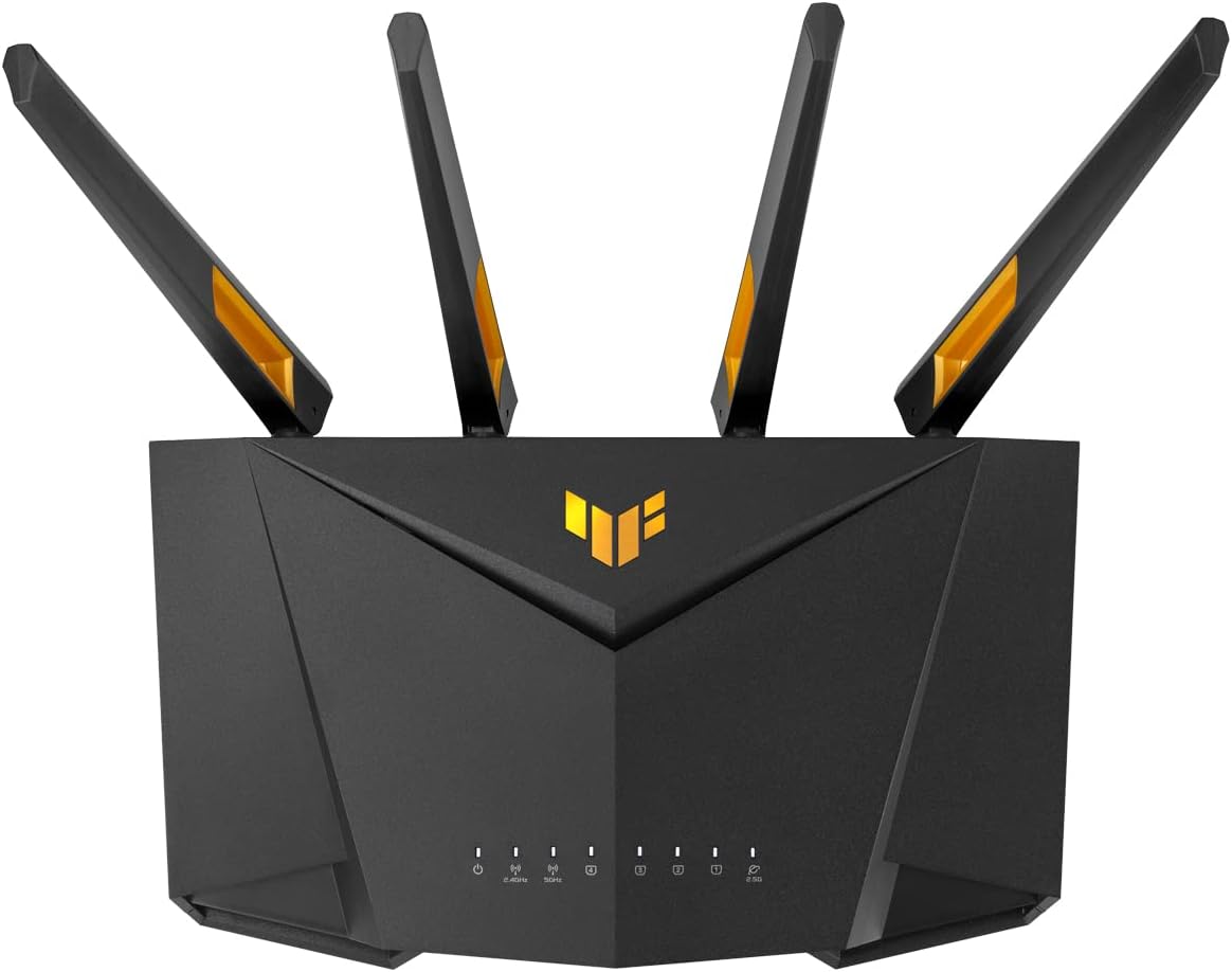 ASUS TUF Gaming AX4200 Dual Band WiFi 6 Gaming kombinierbarer Router (Tethering als 4G und 5G Router-Ersatz, WiFi 6, bis zu 4200 Mbit/s, Mobile Game Mode, 2,5Gbit/s Port, AiMesh, AiProtection Pro) TUF WiFi6 4.200 Mbit/s