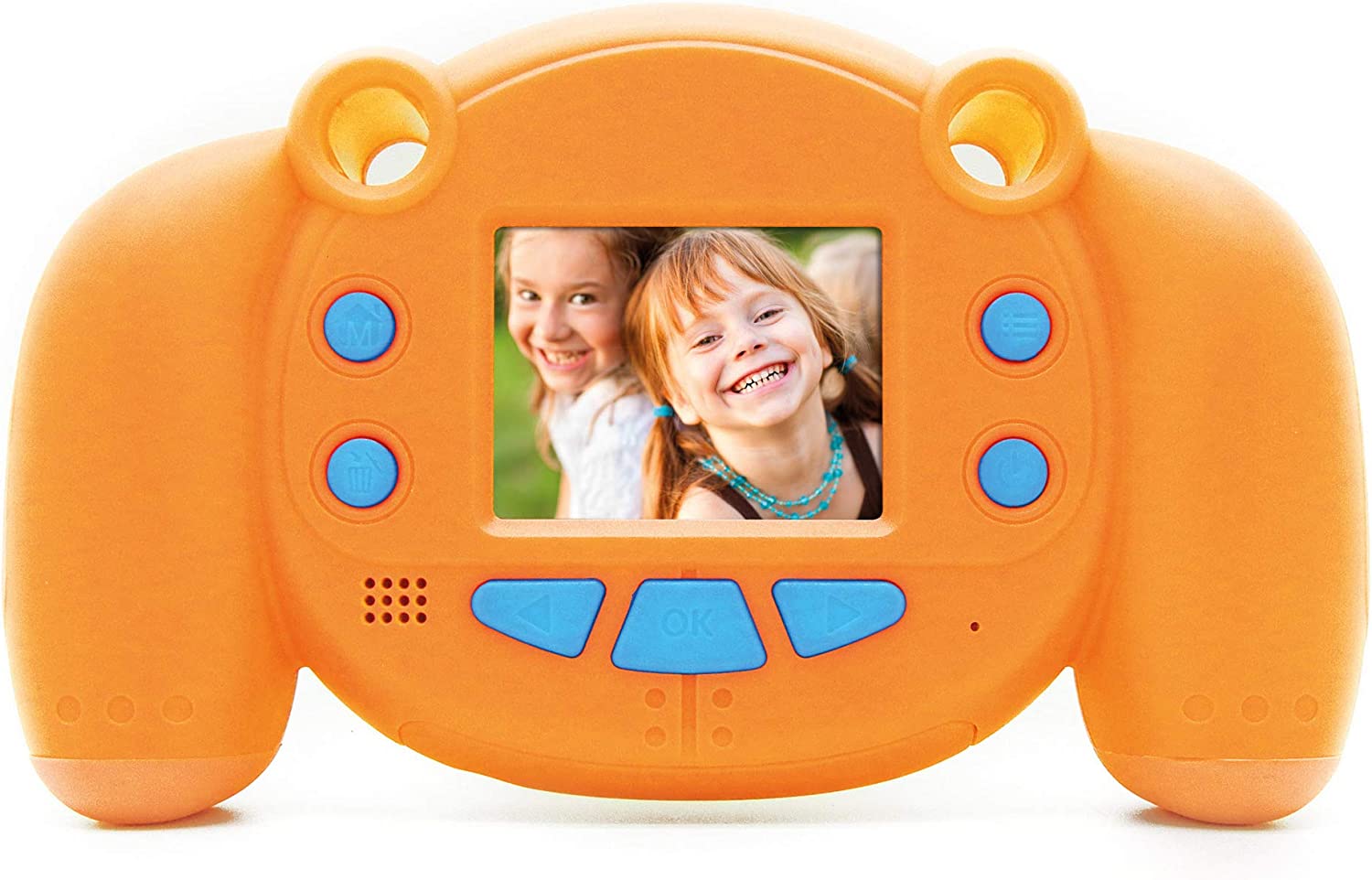 Easypix Kiddypix Robozz Kinderkamera mit Fotorahmen, mit Spielen, bis zu 5 MP Auflösung, 5 cm (2 Zoll) Display, Orange, 10092