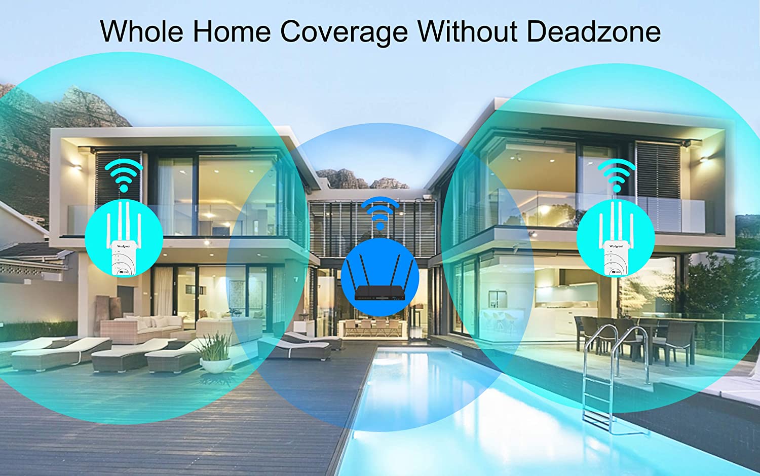 Wodgreat WLAN Repeater AC1200 Wireless Extender Dual Band Access Point