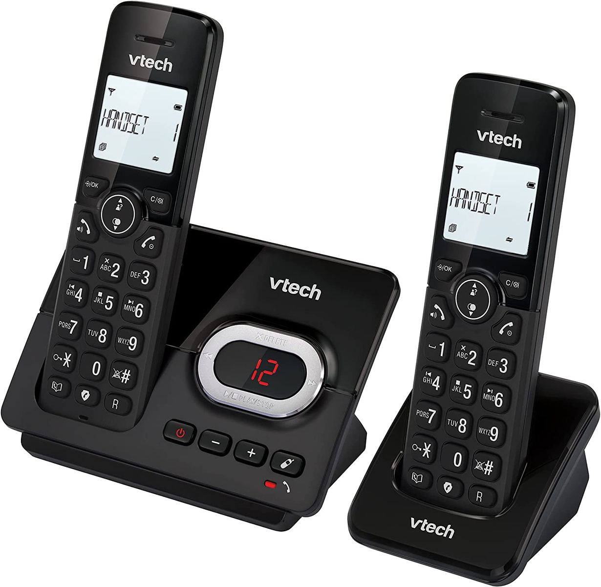 VTech CS2051 schnurloses Telefon Anrufbeantworter 2 Mobilteilen ECO+ Modus Festnetztelefon Anrufsperre Freisprechfunktion große Tasten zwei Zeilen Display