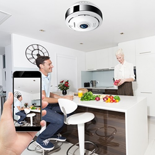 1280 x 960 Pixel FREDI HD Wlan IP Kamera 360° Sicherheitskamera IP Cam Fischaugenobjektiv Überwachungskamera Wlan Netzwerk Kamera Kabellos Panorama Videoüberwachung mit IR Nachtsicht /Bewegungsmelder Innenbereich