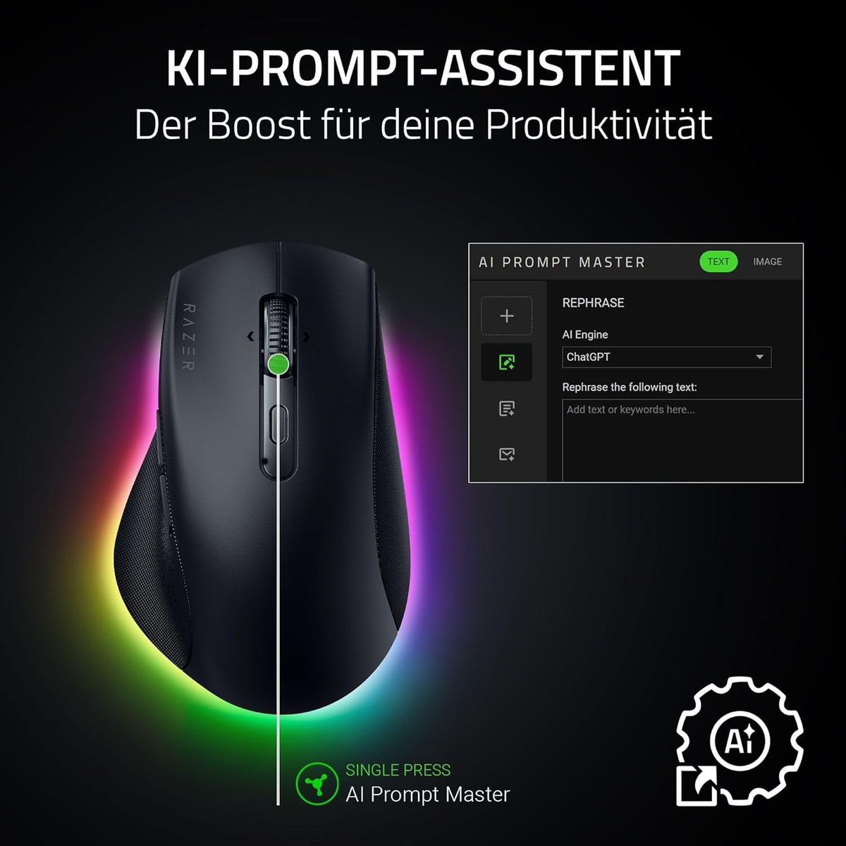 Razer Pro Click V2 Maus Gaming rechts RF Wireless + Bluetooth + USB Type-C Optisch 30000 DPI