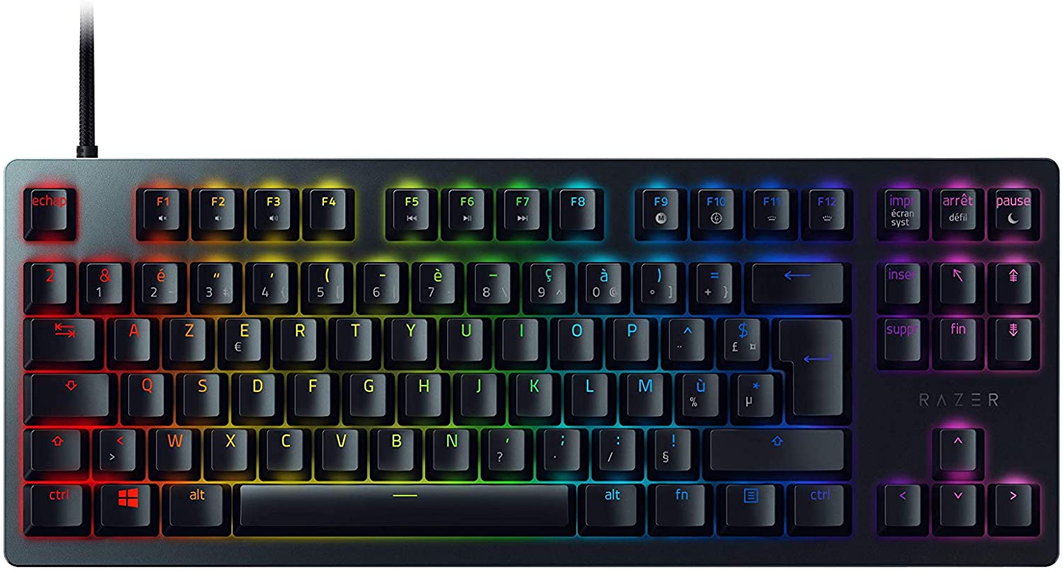 Razer Huntsman TE Gaming Keyboard Optical Red Switches TKL RGB FRA Layout AZERTY