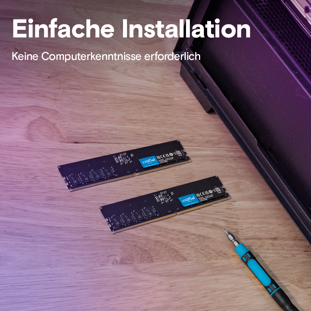 Crucial CT64G56C46U5 64 GB DDR5 288-pin DIMM Desktop-Arbeitsspeicher (RAM), 1 x 64 GB, CL46, 5600 MHz, 1.1 V