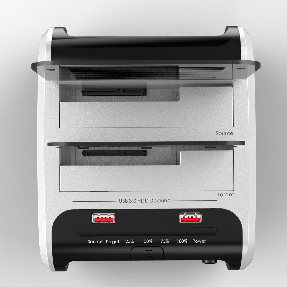 WAVLINK USB 3.0 zu SATA mit Offline Klonfunktion,Dual-Bay externe Festplatten Dockingstation für 2,5" und 3,5" SATA I/II/III HDD/SSD, Unterstützt UASP und 2 x 10 TB Laufwerke, USB 3.0 SD & TF-Leseschlitz