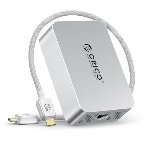 ORICO REA-10-SV-EP Thunderbolt 10GbE Ethernet Adapter, bis 10 Gb/s, USB4 C zu C 40Gbps Kabel 0,3 m, kompatibel mit Thunderbolt 3/4/5, abwärtskompatibel 5/2.5/1/100 Mb/s