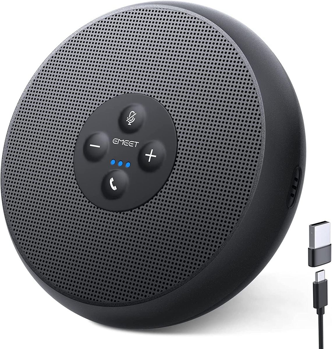 EMEET USB Konferenzlautsprecher - M1A Freisprecheinrichtung mit Geräuschunterdrückung für 1-4 Personen, ZOOM Zertifizierter Lautsprecher mit 360°Dualmikrofon, Plug and Play für Win,OS,Skype,Zoom, usw. black