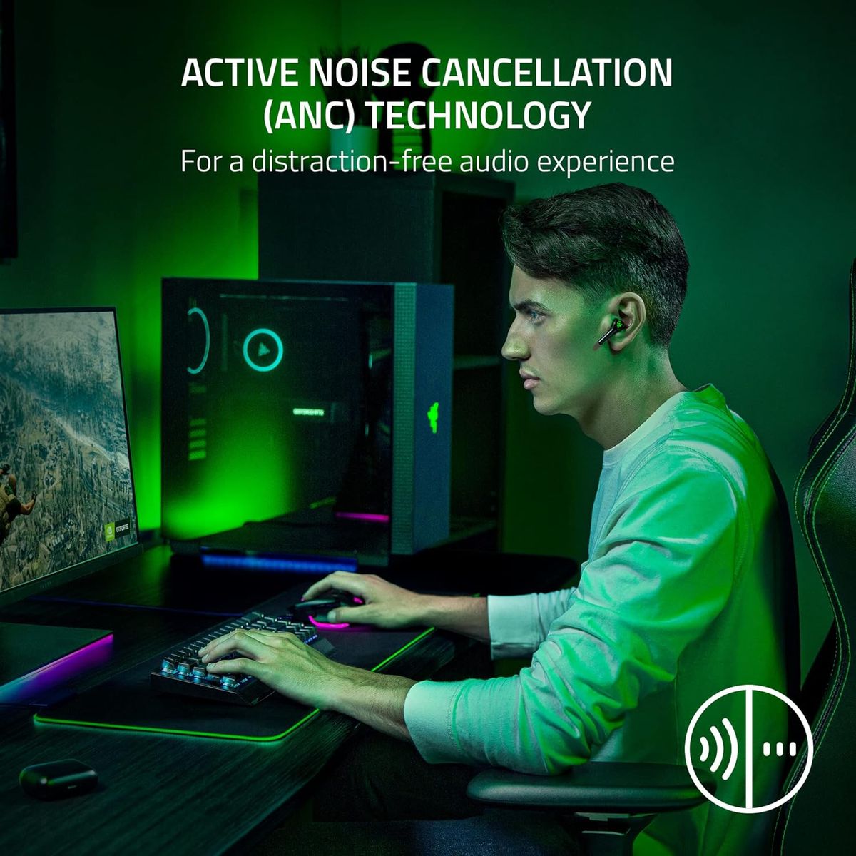 Razer Hammerhead HyperSpeed Xbox Mobile Headset InEar Stereo BT USB-C ANC Chroma RGB Black
