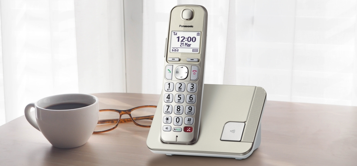 Panasonic KX-TGE250GN Schnurlostelefon (Bis zu 1.000 Telefonnummern sperren, übersichtliche Schriftgröße mit starkem Kontrast , extra lauter Hörer, Voll-Duplex Freisprechen) 1 Schnurlostelefon Single