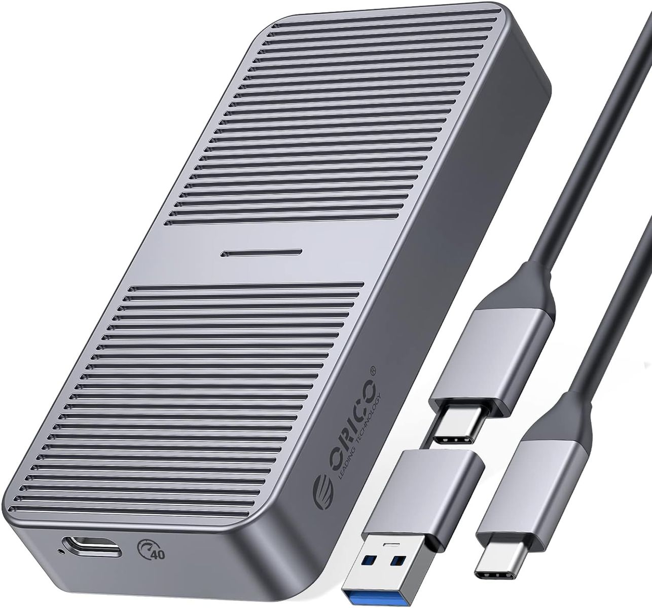 ORICO NVMe Gehäuse 40Gbps für Thunderbolt 3/4, USB 3.2/3.1/3.0/2.0, USB-C, USB4 M.2 NVMe-Gehäuse für PCIe 2280 M-Key (B+M Key) SSD, Aluminium M2 SSD Adapter bis zu 2700 MB/s- M224GY 40Gbps Grau