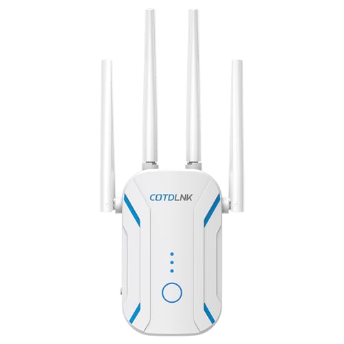 COTDLNK CF-WR758AC WLAN-Repeater Dualband 1200 Mbit/s, WLAN-Booster & -Verstärker mit Ethernet-Anschluss, Ein-Knopf-Setup, EU-Stecker