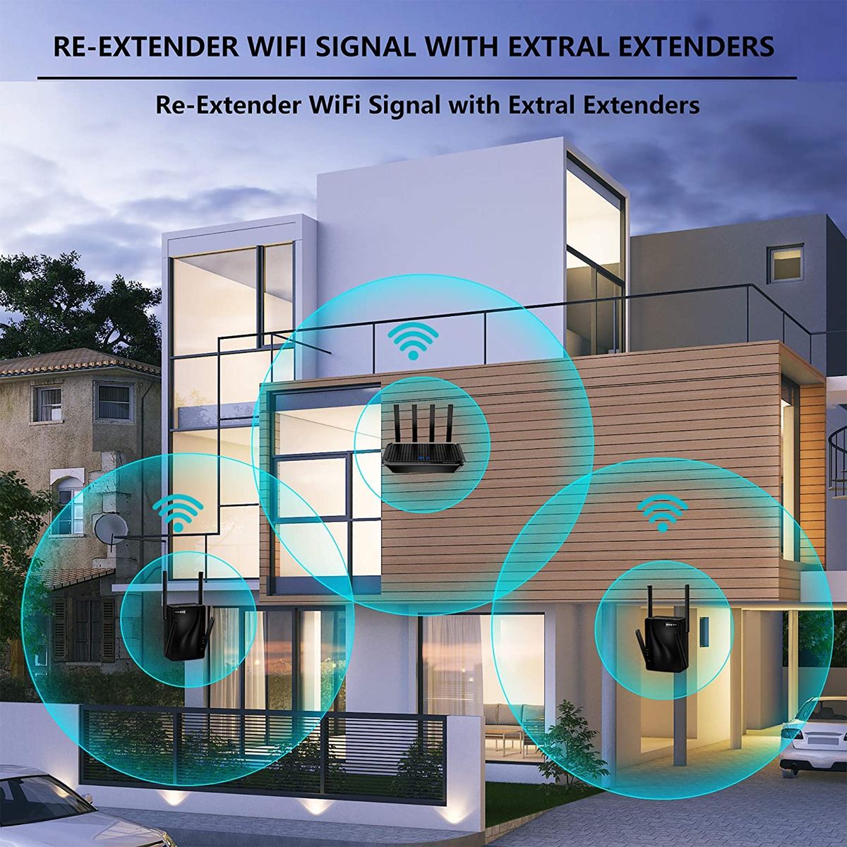rockspace Wi-Fi Extender 2100 Mbit s Wi-Fi Range Extender Dual Band Internet Amplifier Extended Coverage up to 2640 sq. ft. Gigabit Port Wi-Fi Repeater Multiple Device Support Internet Repeater AP Mode