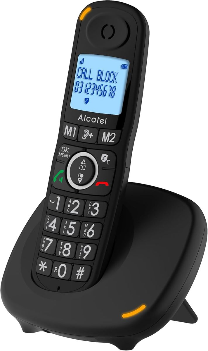 Alcatel XL595 B Schnurlostelefon mit großen Tasten, großes Display und Audio-Boost, Anrufsperre SOLO/OHNE REPONDER XL
