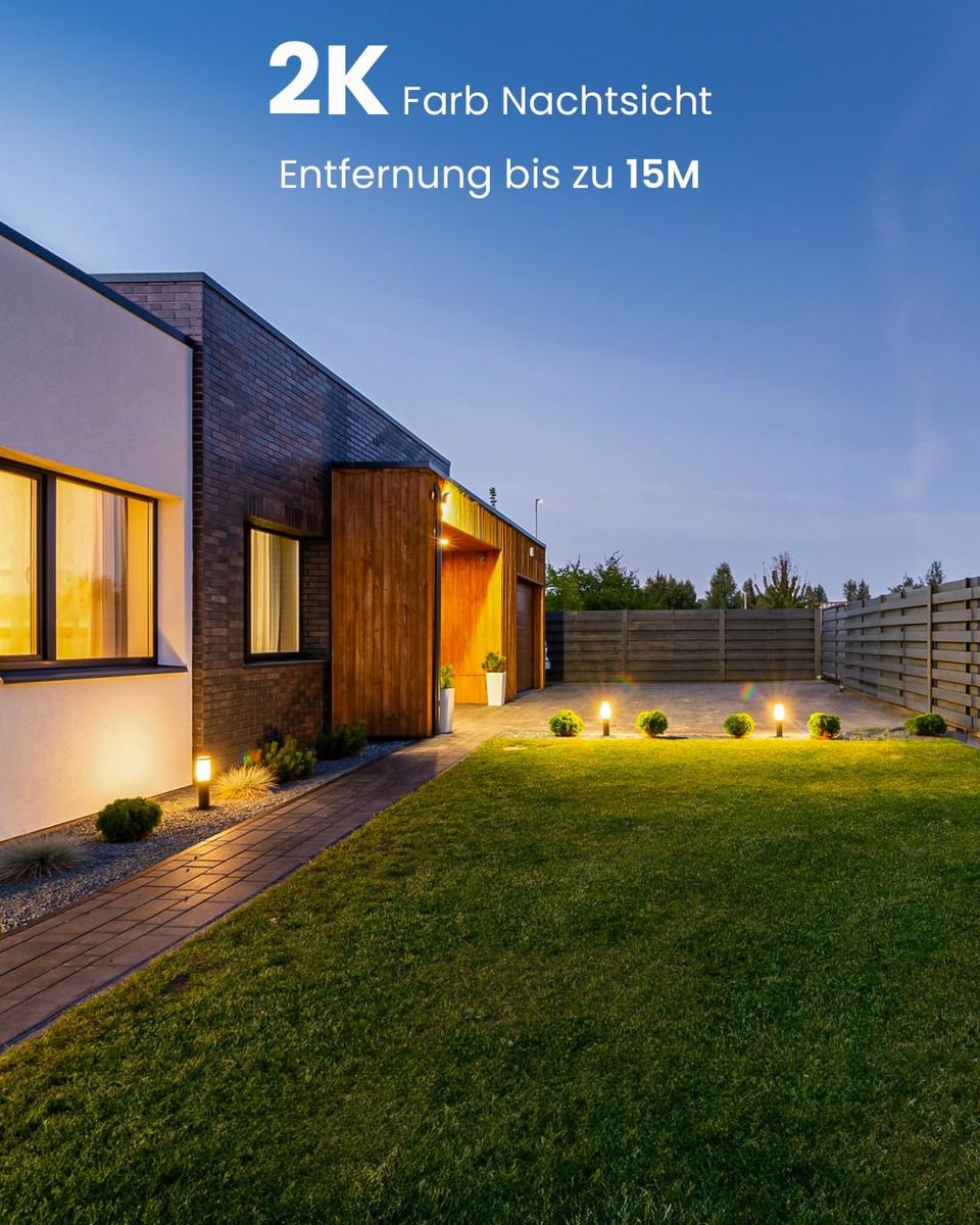 ieGeek 2K Überwachungskamera Aussen WLAN, 355°/120° PTZ Kamera überwachung außen mit Bewegungserkennung, Automatischer Verfolgung, Farbige Nachtsicht, 2-Wege-Audio