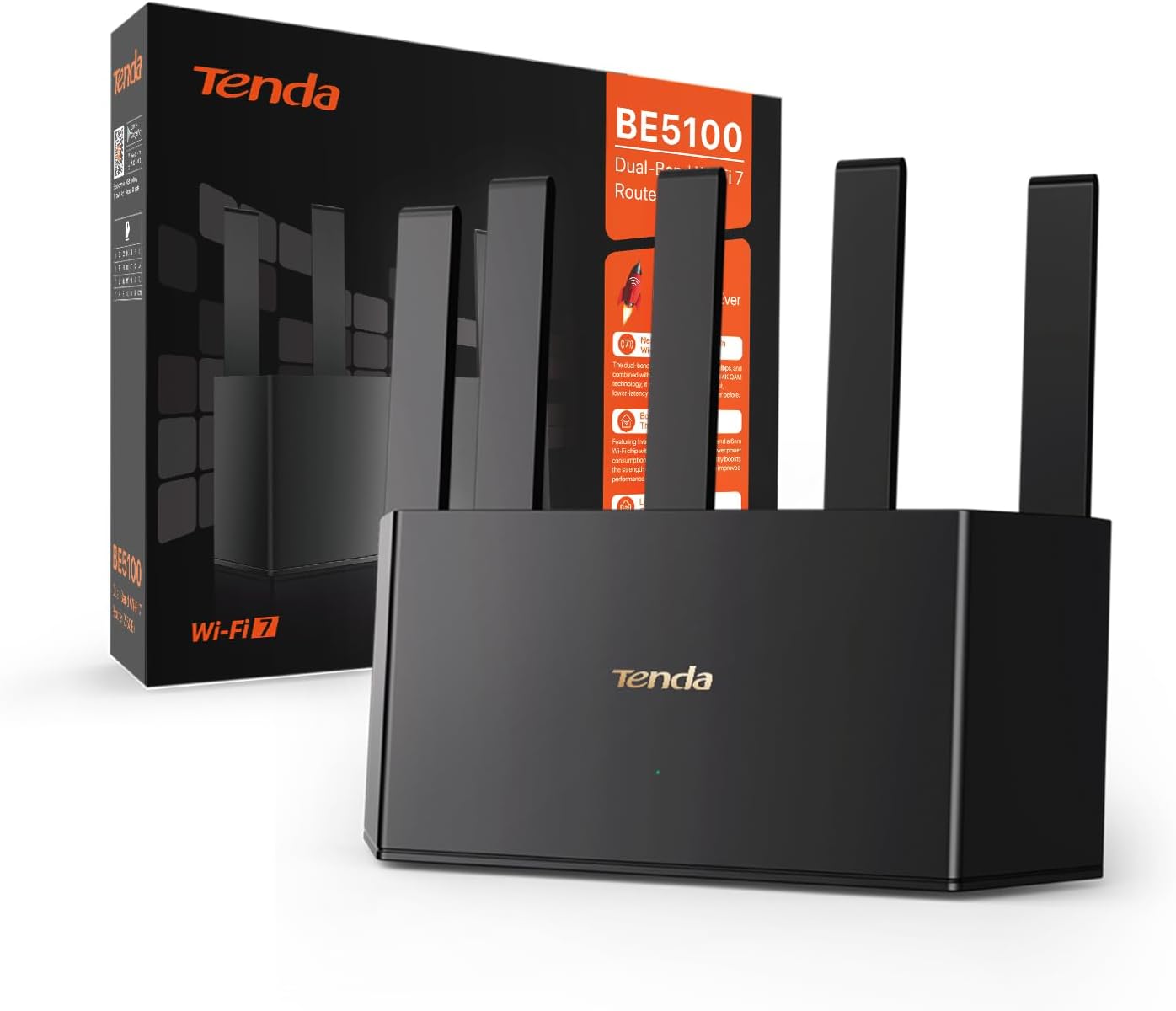Tenda RE6L Pro Wi‑Fi 7 Router Dual-Band 5 GHz 4323 Mbit/s + 2,4 GHz 688 Mbit/s, 1x2.5Gbps+3xGigabit WAN/LAN, MLO, MRU, NFC, WPA3, VPN, Mesh