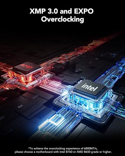 Lexar ARES RGB LD5U16G72C34LA-RGD DDR5 RAM 32GB (2x16GB) 7200 MHz, 288-Pin UDIMM, CL34, XMP 3.0/AMD EXPO, Empowered by SK Hynix, 1.4V