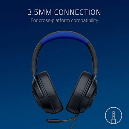 Razer Kraken X for Console Gaming Headset Virtual 7.1 Surround-Sound 3.5mm Multi-Plattform Black/Blue