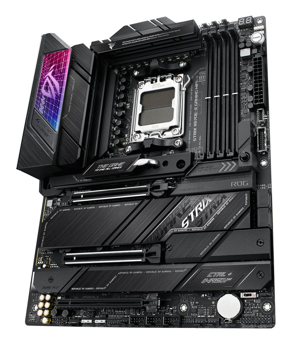 ASUS ROG Strix X670E-E Gaming WiFi Mainboard AM5 ATX, DDR5, PCIe 5.0, 4x M.2, 2.5Gb LAN, Wi‑Fi 6E, Bluetooth 5.2, USB 3.2 Gen2x2, Aura Sync