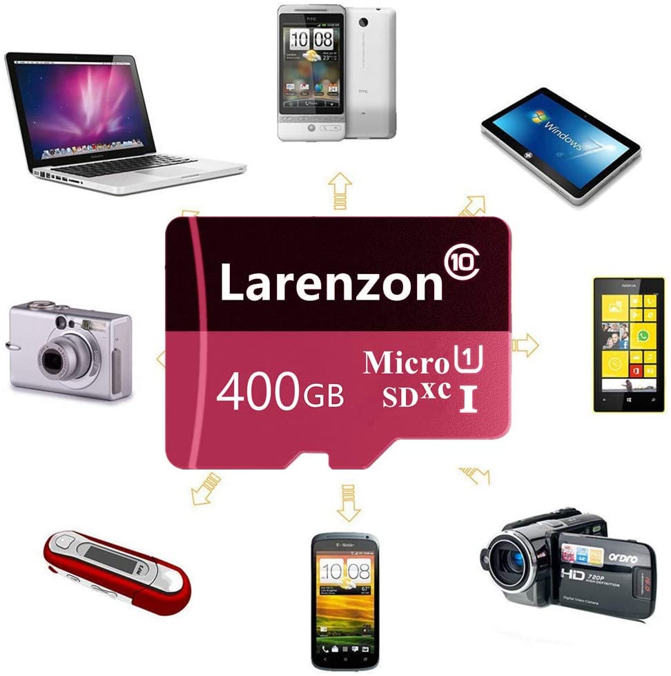 Larenzon Micro SD Card 400GB, microSDXC 400GB Class 10 Memory Card + SD Adapter