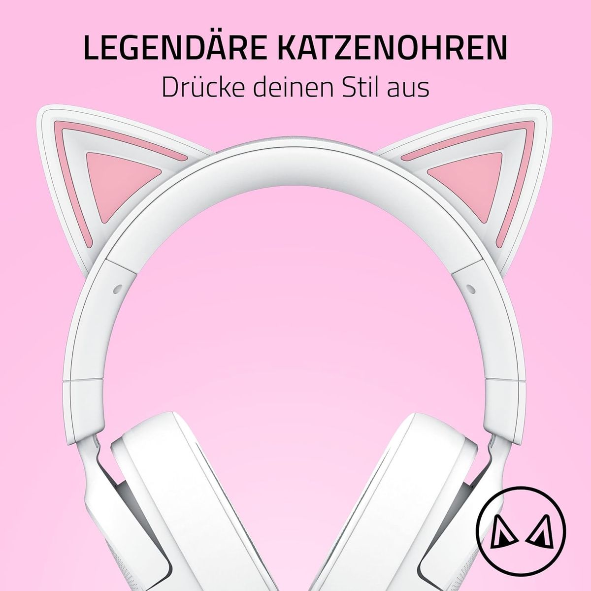 Razer Kraken Kitty V3 X Kabelgebundenes Gaming-Headset, Ohrumschließend, 3,5-mm-Klinke, Triforce 40-mm-Treiber, HyperClear Cardioid-Mikrofon, 270 g, Weiß