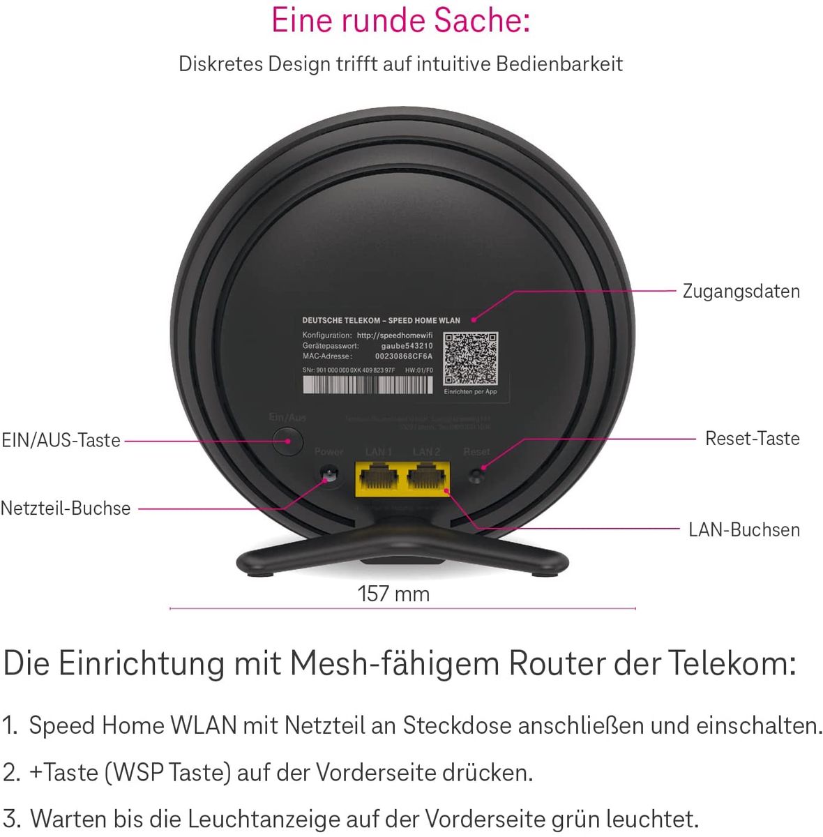 Telekom Speed Home WLAN Wi-Fi 6 capable amplifier mesh technology WPS
