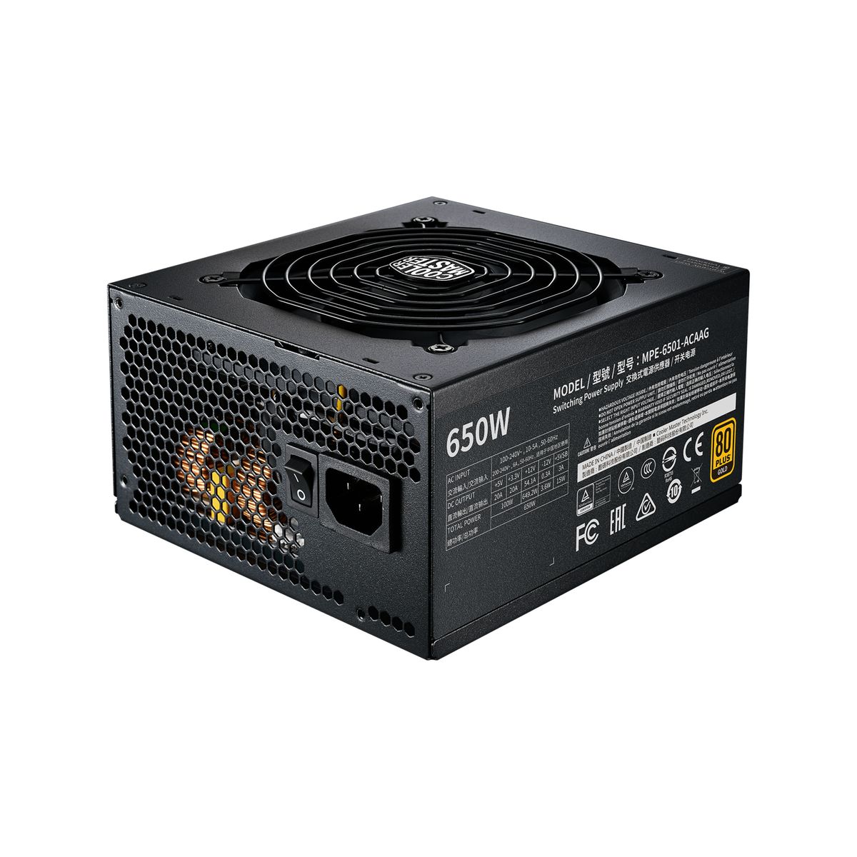Cooler Master MWE Gold 650 V2 Vollmodulares ATX-Netzteil 650 W, 80 PLUS Gold, 24-pin, 8x SATA, 4x Molex, 4x 6+2-pin PCIe, Schwarz