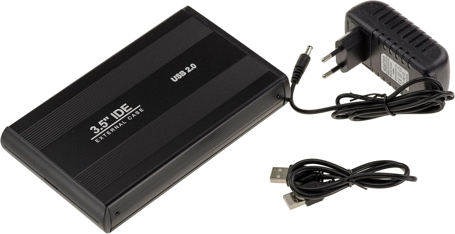 KALEA-INFORMATIQUE Externes USB-Gehäuse für IDE 3.5 40-Pin-Festplatten mit externer Stromversorgung. Aus Aluminium, schwarz.