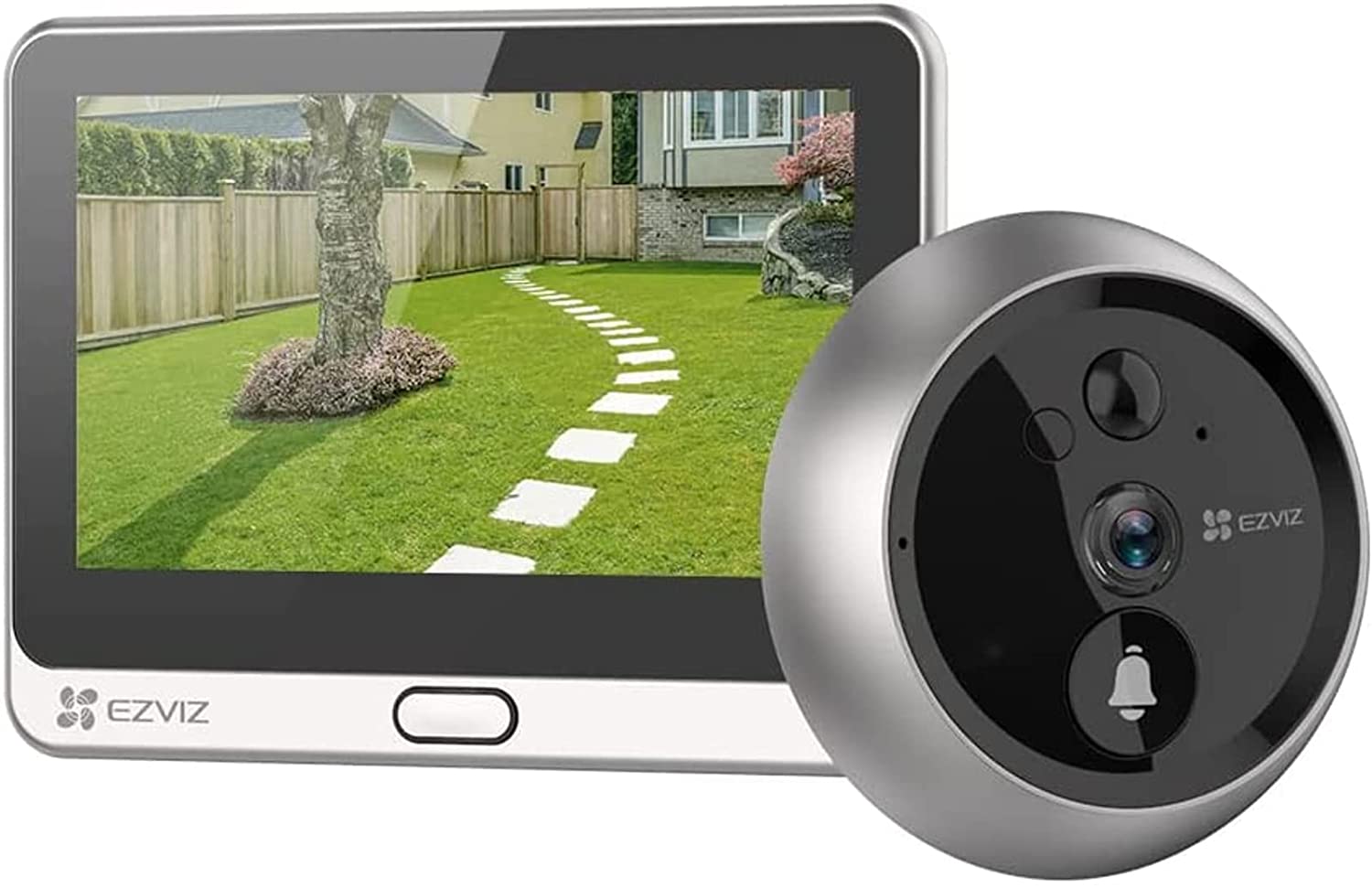 EZVIZ by HIKVISION WLAN Türklingel mit 4600mAh Akku, 4,3 Zoll Farbbildschirm, 155° Weitwinkel und PIR-Sensor, 2MP Türspion Kamera mit drahtlosen Monitor, Zwei-Wege-Audio und Live-Ansicht verfügbar, DP2C 2mp Türspion Dp2c