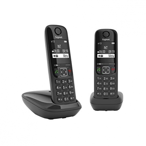 Gigaset AS690 Duo Festnetz-/Schnurlostelefon ohne Anrufbeantworter DECT-Telefon 2 Mobilteilen Freisprechfunktion großes Display große Tasten