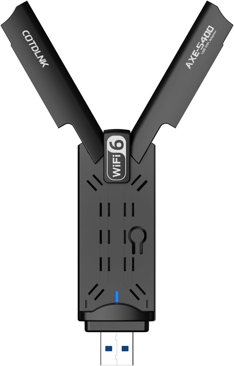 COTDLNK WD-AXE5400 WiFi 6E USB WLAN-Stick USB 3.0, Tri-Band 6 GHz/2402 Mbps + 5 GHz/2402 Mbps + 2,4 GHz/574 Mbps, unterstützt 160 MHz, für PC