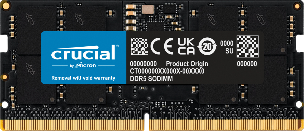 Crucial CT16G56C46S5 16 GB (1x16 GB) DDR5 ECC SO-DIMM 5600 MT/s CL46 1.1V Laptop Arbeitsspeicher
