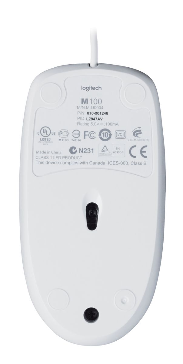 Logitech M100 Maus USB Typ-A Optisch 1000 DPI Beidhändig