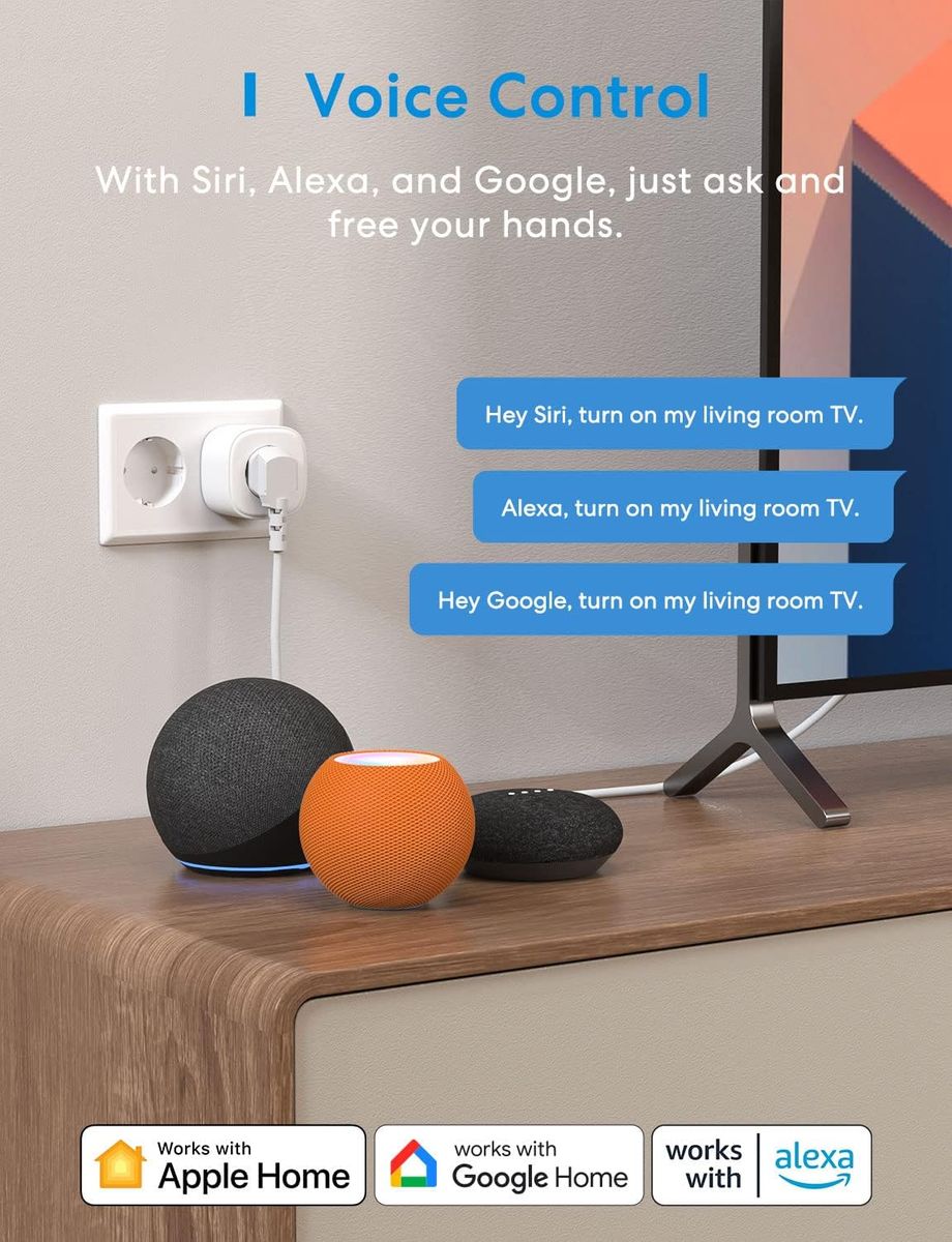 meross WLAN Steckdose, Smart Plug kompatibel mit Alexa, Apple HomeKit, Google Assistant und SmartThings, Timer und Fernbedienung (4)