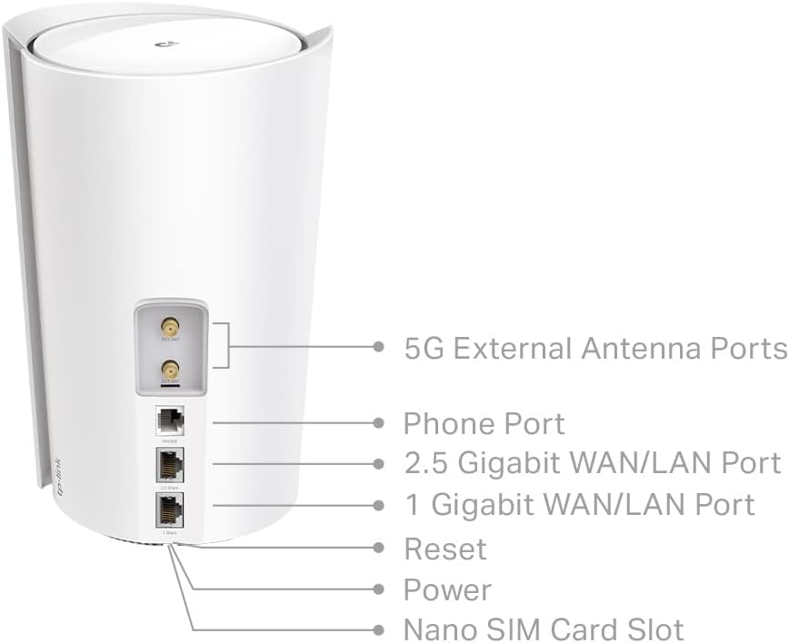 TP-Link Deco X80-5G LTE WLAN Router, 5G-Technologie, 1 × 2, 5-Gbit/s-Port + Gigabit-Port, Volte/VoIP, Unterstützt Mesh-Technologie
