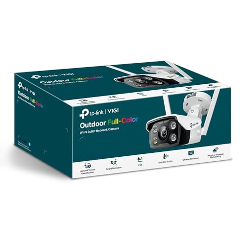 TP-Link VIGI C340-W(4mm)(UN) V1.0 4MP Outdoor Vollfarb-WLAN-Bullet Netzwerkkamera, 2560 x 1440, Nachtsicht 30 m, IP66, Weiß