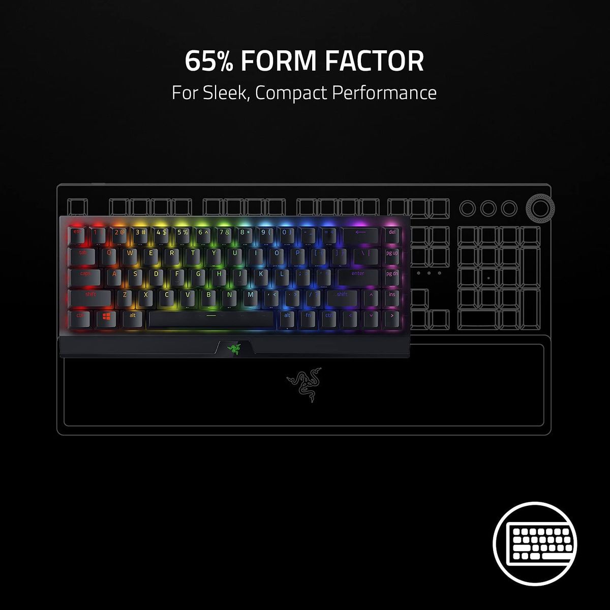 Razer BlackWidow V3 Mini Gaming Keyboard Dual Wireless Yellow Switches USA Layout QWERTY ISO