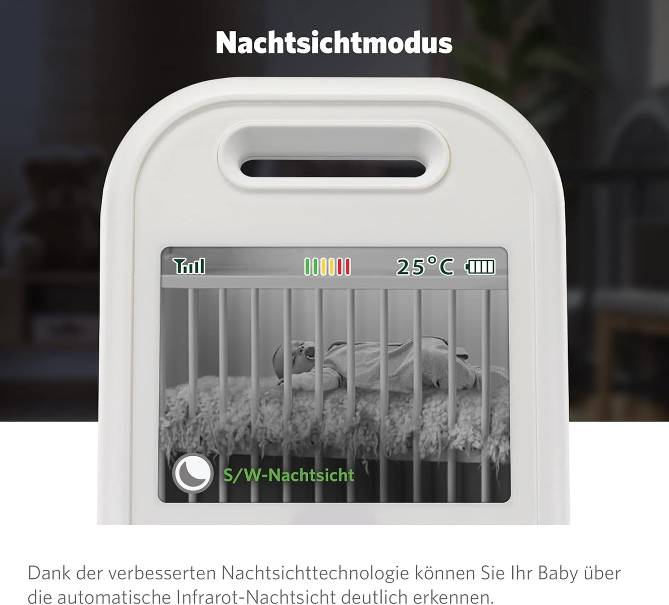 LeapFrog LF2423 Babyphone mit Kamera, 2,8" IPS-Display, 720p, Nachtsicht, 2x Zoom, Temperatursensor, Geräuschaktivierung, Gegensprechanlage, Lange Akkulaufzeit, EU