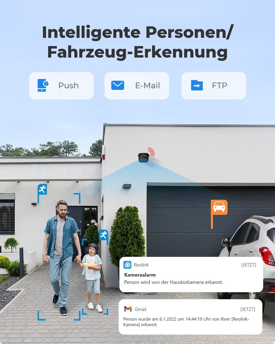 Reolink 4K Smarte PoE Überwachungskamera Aussen mit Personen-/Fahrzeugerkennung, 8MP IP Kamera mit Audio und Micro SD Kartensteckplatz, IR Nachtsicht, IP66 Wasserfest, Zeitraffer, RLC-810A Reolink Rlc-810a 4k Überwachungskamera