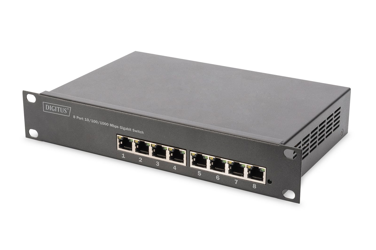 Digitus DN-95331 8-Port Gigabit PoE Switch, L2+ Managed, 80 W PoE+ (802.3at), 10 Zoll Einbau, 1HE