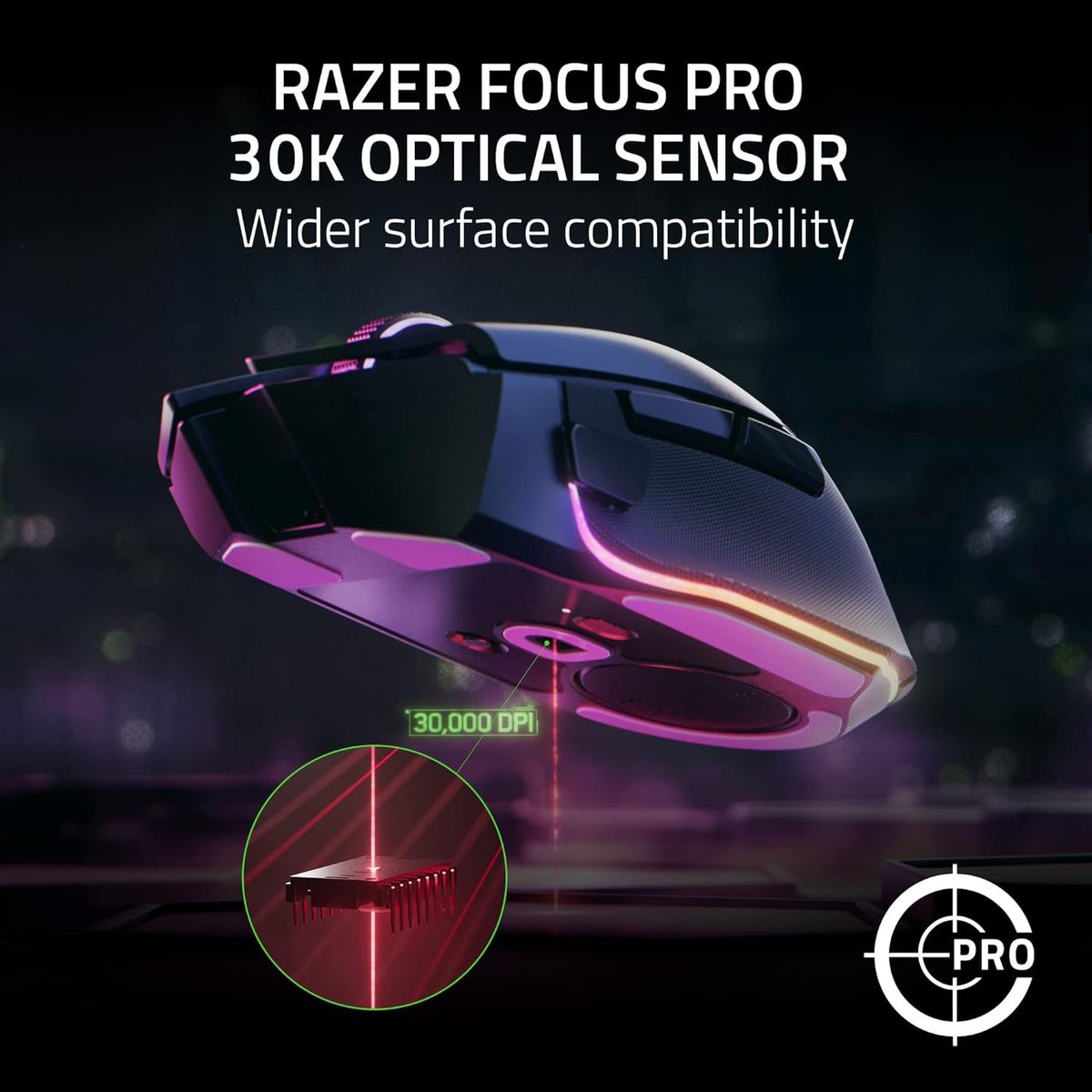 Razer Basilisk V3 Pro Gaming Mouse Dual Wireless + USB-C 30.000 DPI RGB Black U