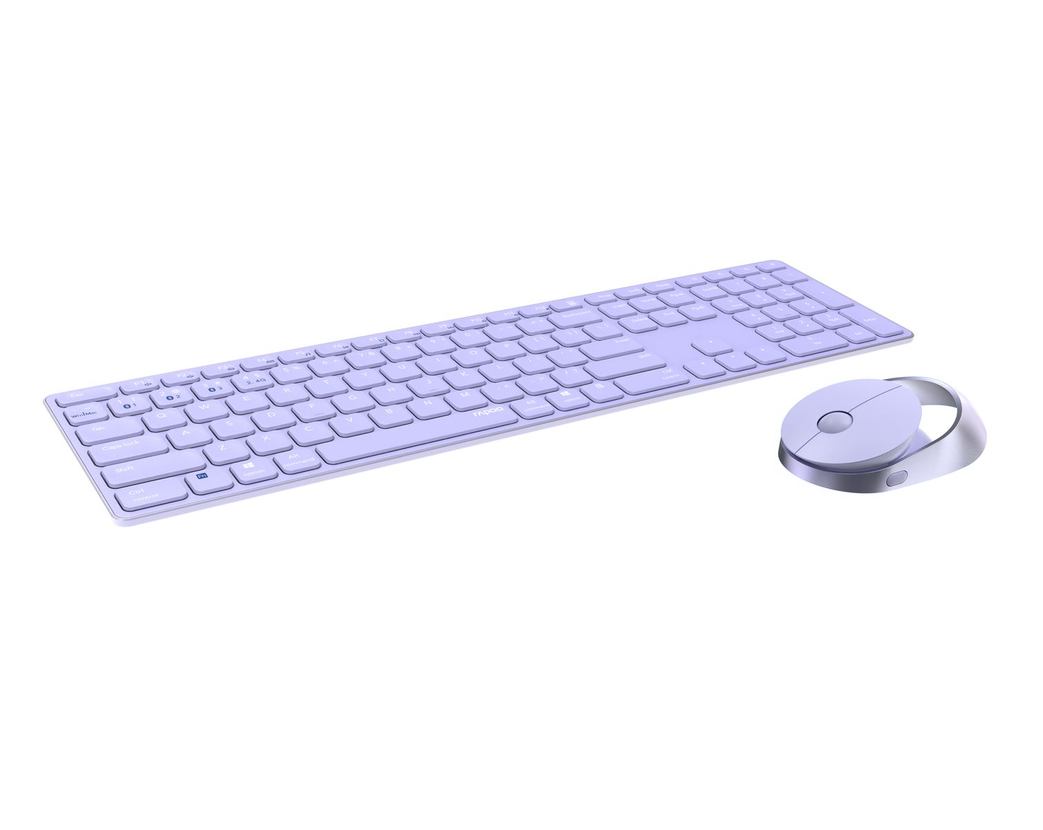 Rapoo 9850M Deskset Dual Wireless Keyboard Mouse Set 1.600 DPI Aluminium Purple DE Layout