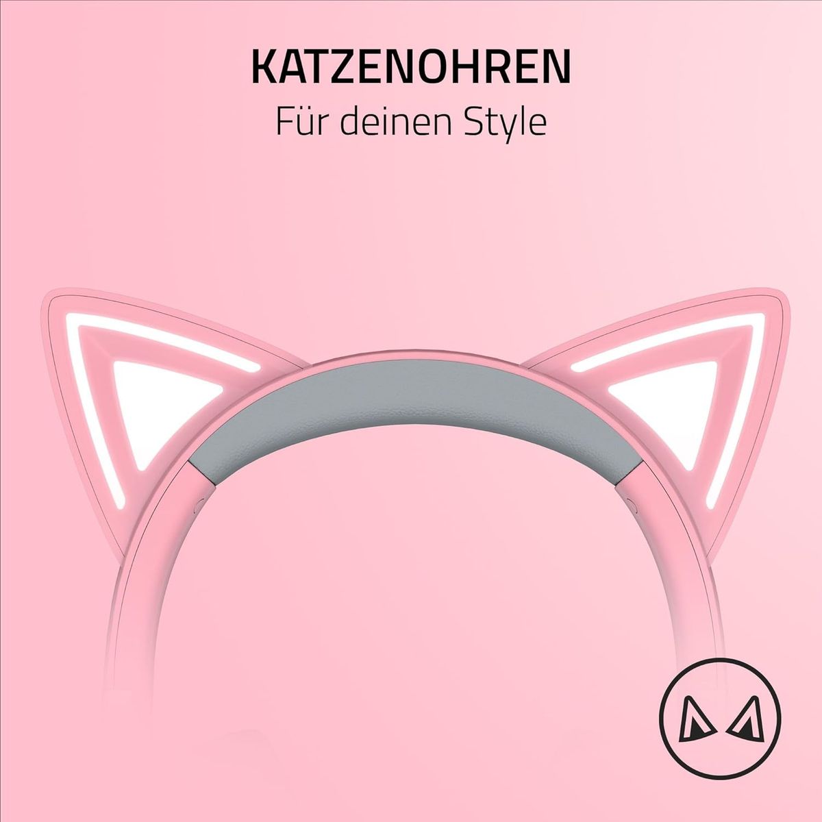Razer Kraken Kitty V2 Gaming Headset USB Virtual 7.1 Surround-Sound for PC Quartz