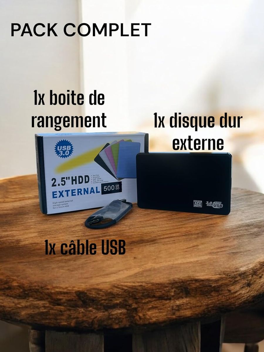 Generic B0DM6QF4C5 Externe 2,5 Zoll Festplatte, Tragbar, 500 GB, USB 3.0, Ultradünn, Schwarz