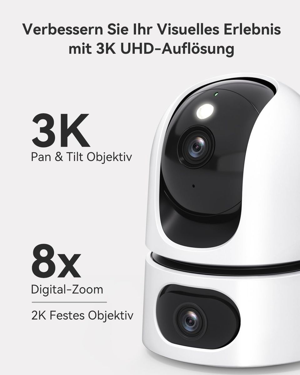 Imou IPC-S2XP-8M0WED Dual-Objektiv Indoor Überwachungskamera, 3K+5MP, 360° PTZ, Farbnachtsicht, Person-/Haustiererkennung, Auto-Tracking, 2-Wege-Audio
